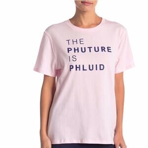 PHLUID PROJECT Pale Pink Crew Neck Graphic Tee Shirt Top Large LGBT LGBTQIA 3